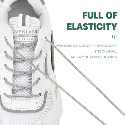 New Reflective Circular Elastic Shoe laces No Tie Shoelaces Metal Lock Lazy Laces for Kids and Adult One size fits all shoe - Hiddengem