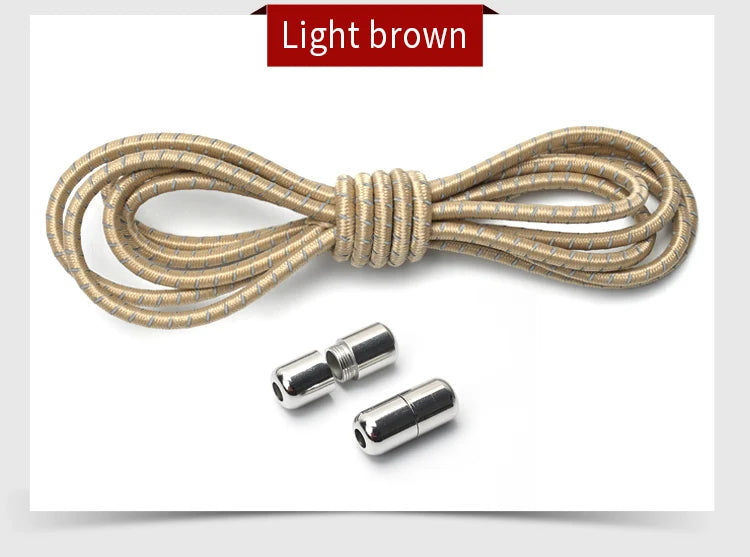New Reflective Circular Elastic Shoe laces No Tie Shoelaces Metal Lock Lazy Laces for Kids and Adult One size fits all shoe - Hiddengem