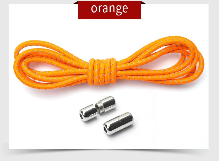 New Reflective Circular Elastic Shoe laces No Tie Shoelaces Metal Lock Lazy Laces for Kids and Adult One size fits all shoe - Hiddengem