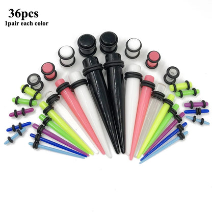 36pcs/lot Acrylic Ear Gauge multi color - Hiddengem