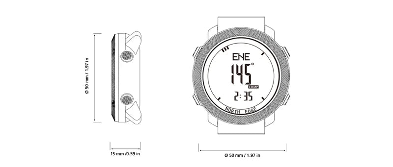 NORTH EDGE Men's sport Digital watch Hours Active lifestyle - Hiddengem