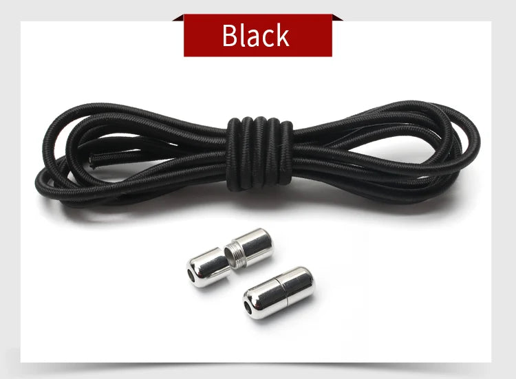 New Reflective Circular Elastic Shoe laces No Tie Shoelaces Metal Lock Lazy Laces for Kids and Adult One size fits all shoe - Hiddengem