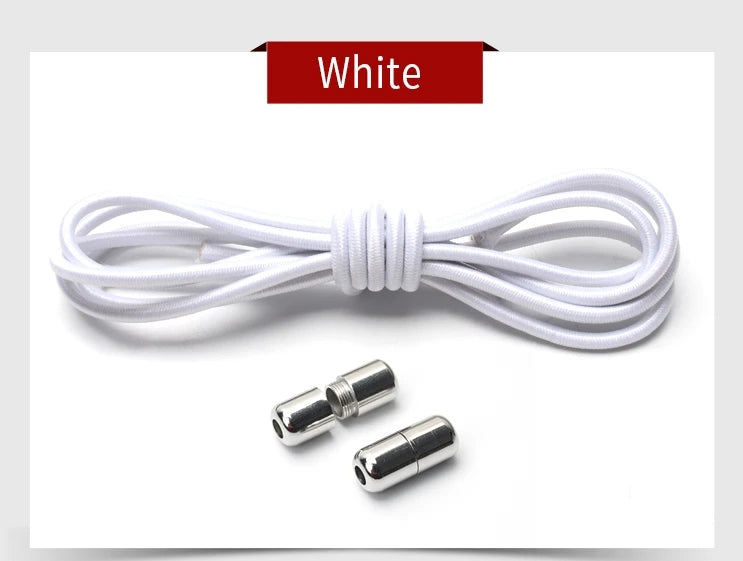 New Reflective Circular Elastic Shoe laces No Tie Shoelaces Metal Lock Lazy Laces for Kids and Adult One size fits all shoe - Hiddengem