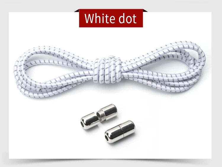 New Reflective Circular Elastic Shoe laces No Tie Shoelaces Metal Lock Lazy Laces for Kids and Adult One size fits all shoe - Hiddengem