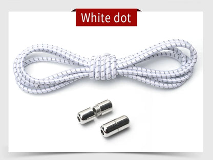 New Reflective Circular Elastic Shoe laces No Tie Shoelaces Metal Lock Lazy Laces for Kids and Adult One size fits all shoe - Hiddengem