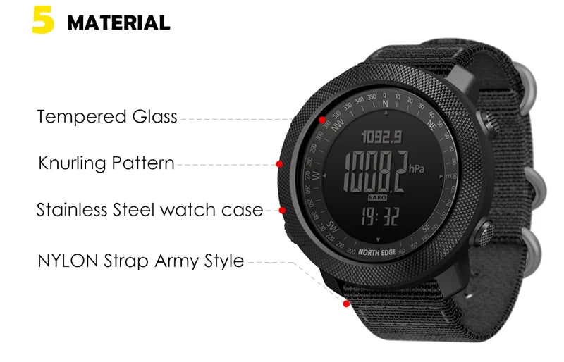 NORTH EDGE Men's sport Digital watch Hours Active lifestyle - Hiddengem