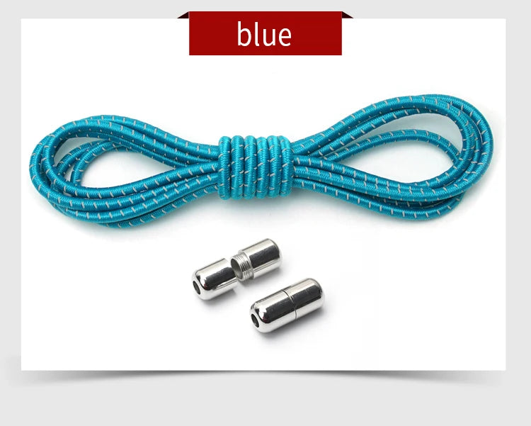 New Reflective Circular Elastic Shoe laces No Tie Shoelaces Metal Lock Lazy Laces for Kids and Adult One size fits all shoe - Hiddengem