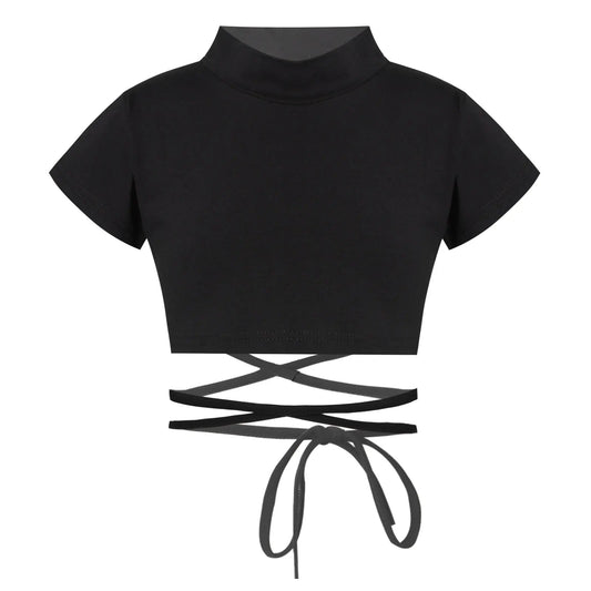 Jazz Costume Hip Hop Girls Clothing Black Tops Short Sleeve Hip Hop Crop Top Tshirt For Kids Performance Modern Dancing Clothes