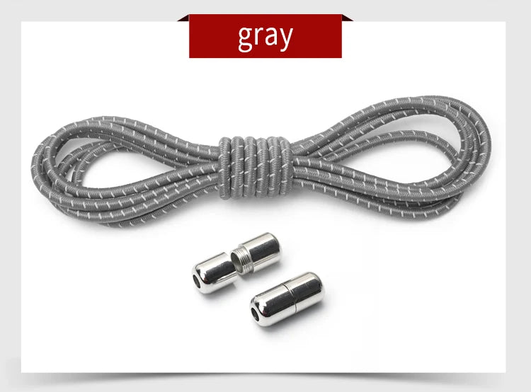 New Reflective Circular Elastic Shoe laces No Tie Shoelaces Metal Lock Lazy Laces for Kids and Adult One size fits all shoe - Hiddengem