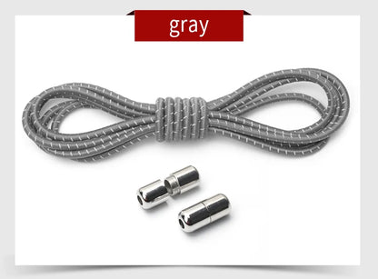 New Reflective Circular Elastic Shoe laces No Tie Shoelaces Metal Lock Lazy Laces for Kids and Adult One size fits all shoe - Hiddengem