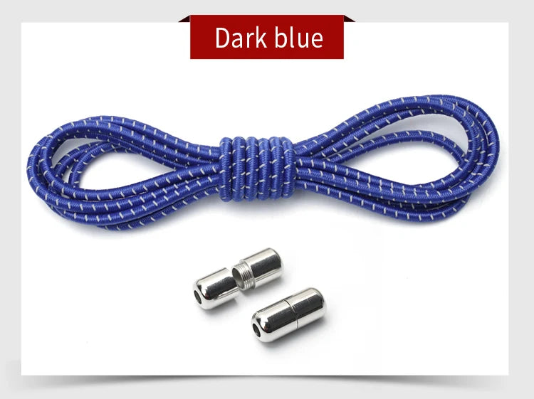New Reflective Circular Elastic Shoe laces No Tie Shoelaces Metal Lock Lazy Laces for Kids and Adult One size fits all shoe - Hiddengem