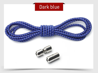 New Reflective Circular Elastic Shoe laces No Tie Shoelaces Metal Lock Lazy Laces for Kids and Adult One size fits all shoe - Hiddengem