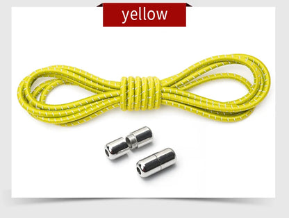 New Reflective Circular Elastic Shoe laces No Tie Shoelaces Metal Lock Lazy Laces for Kids and Adult One size fits all shoe - Hiddengem
