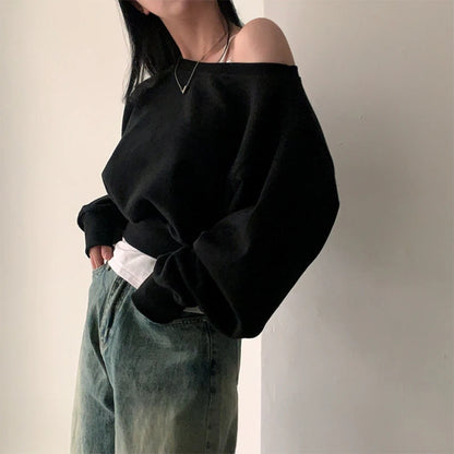 Streetwear Off-shoulder Sweater - Hiddengem