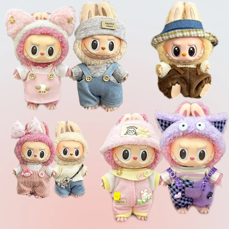 Labubu Clothes Fashion Overalls Labubu Idol V1 V2 Dolls Clothing Accessories 15/17cm Plush Doll Universal Toy Gifts Hot In Stock