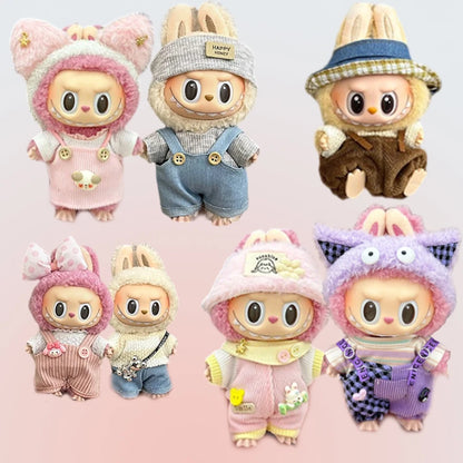 Labubu Clothes Fashion Overalls Labubu Idol V1 V2 Dolls Clothing Accessories 15/17cm Plush Doll Universal Toy Gifts Hot In Stock