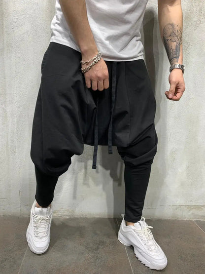 Men's Hip Hop Pants Casual Jogging Harem Pants Drop Crotch Loose Baggy Black Green White Streetwear Men
