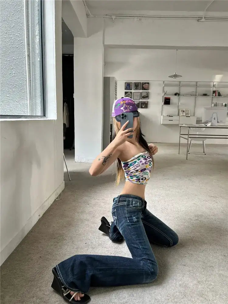 Women Gyaru Japanese Harajuku Trashy jeans - Hiddengem