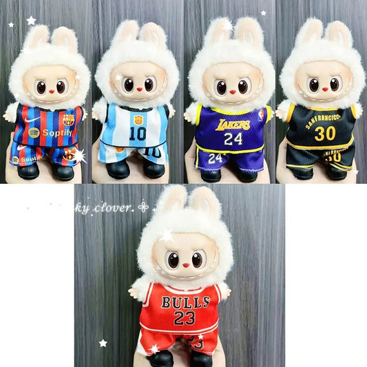 Anime Labubu Clothes Football basketball jerseys Labubu Idol V1 V2 Dolls Clothing Accessories 15/17cm Plush Doll Universal