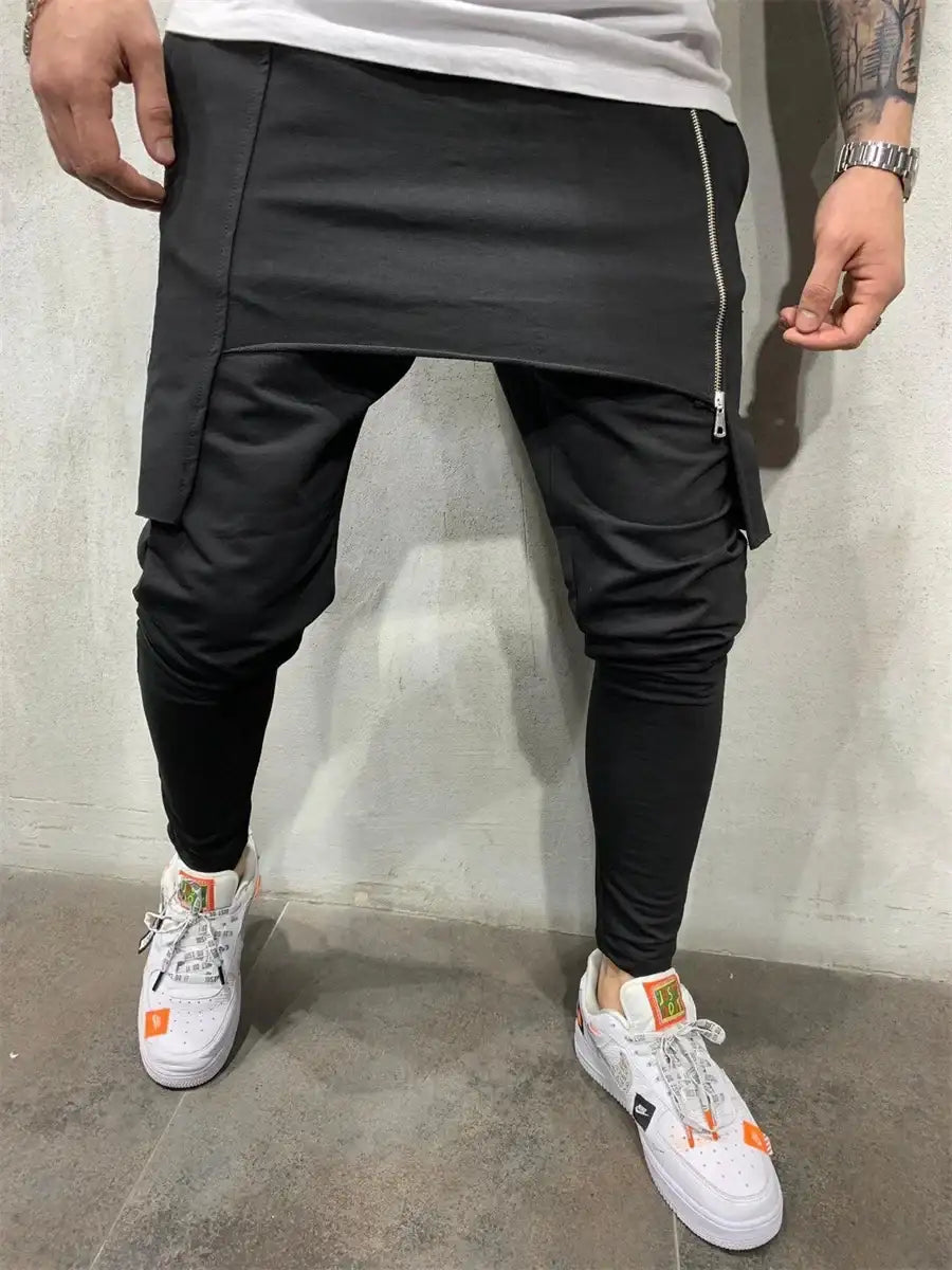Hip Hop Trend Men Trousers Slim Fit Streetwear Sports Pencil Pants Men's Casual Sweatpants Male Irregular Zipper Joggers