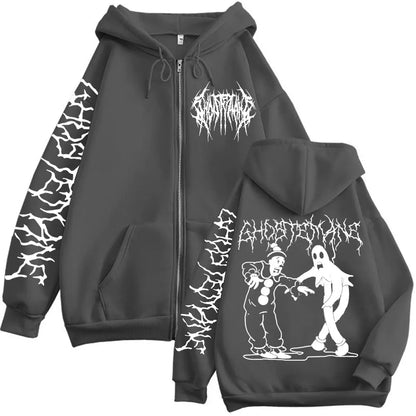 Ghostemane Print Zipper Hoodie