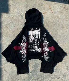 Harajuku Gothic Splicing Printed Casual Men's and Women's Hoodies - Hiddengem