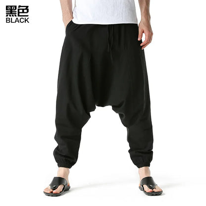 Men Hiphop Harem Pants Baggy Casual Yoga Loose Drop Crotch Trouser
