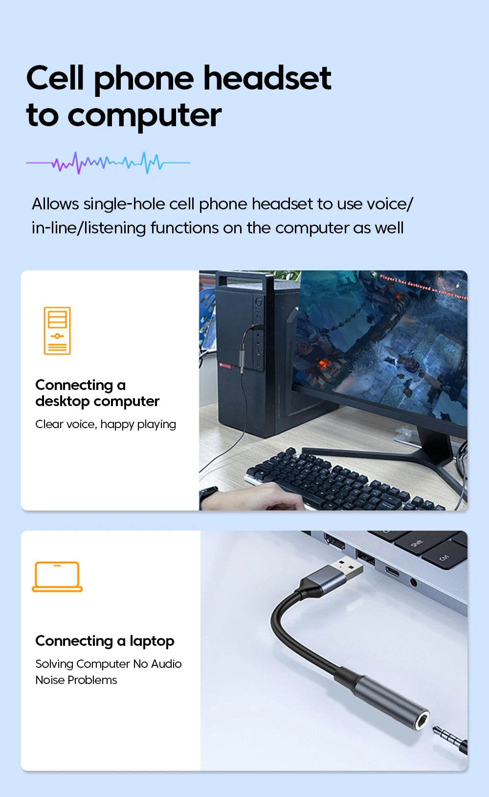 USB to 3.5MM Audio AUX Cable Adapter External Sound Card - Hiddengem