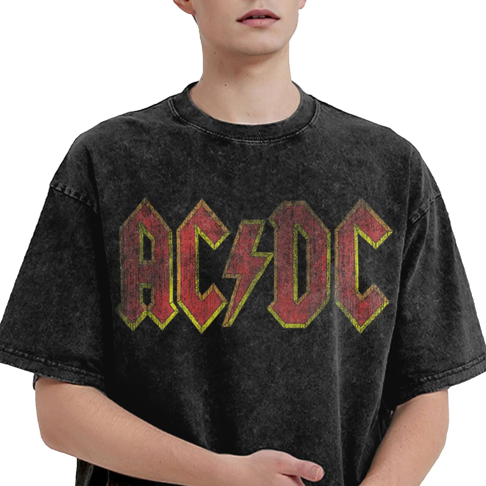 Washed T Shirt AC-DC Distressed - Hiddengem