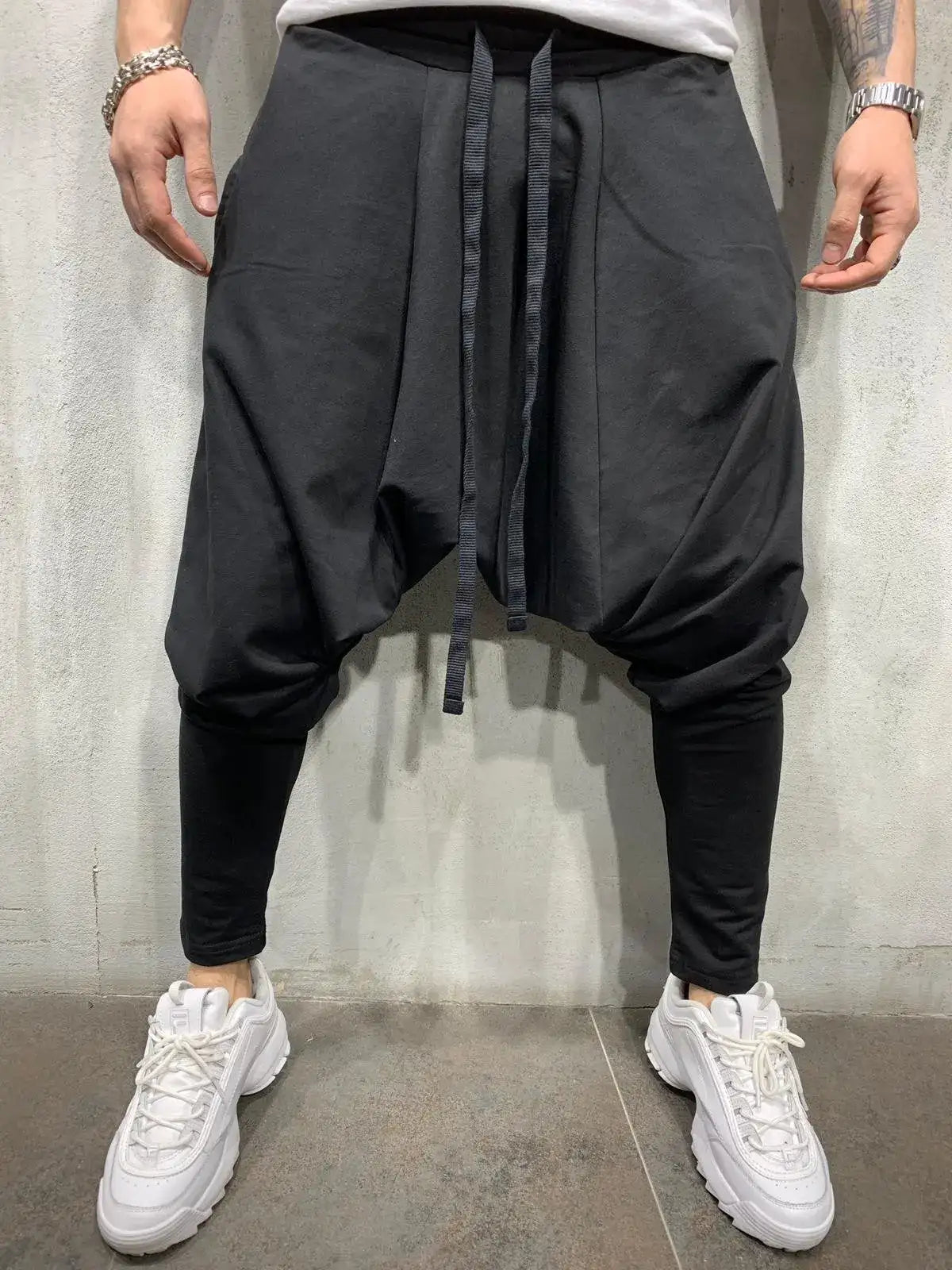 Men's Pants New Hip-hop Trend Trousers Loose Solid Color Small Feet Streetwear Sports Casual Harem Pants Full Length Trousers