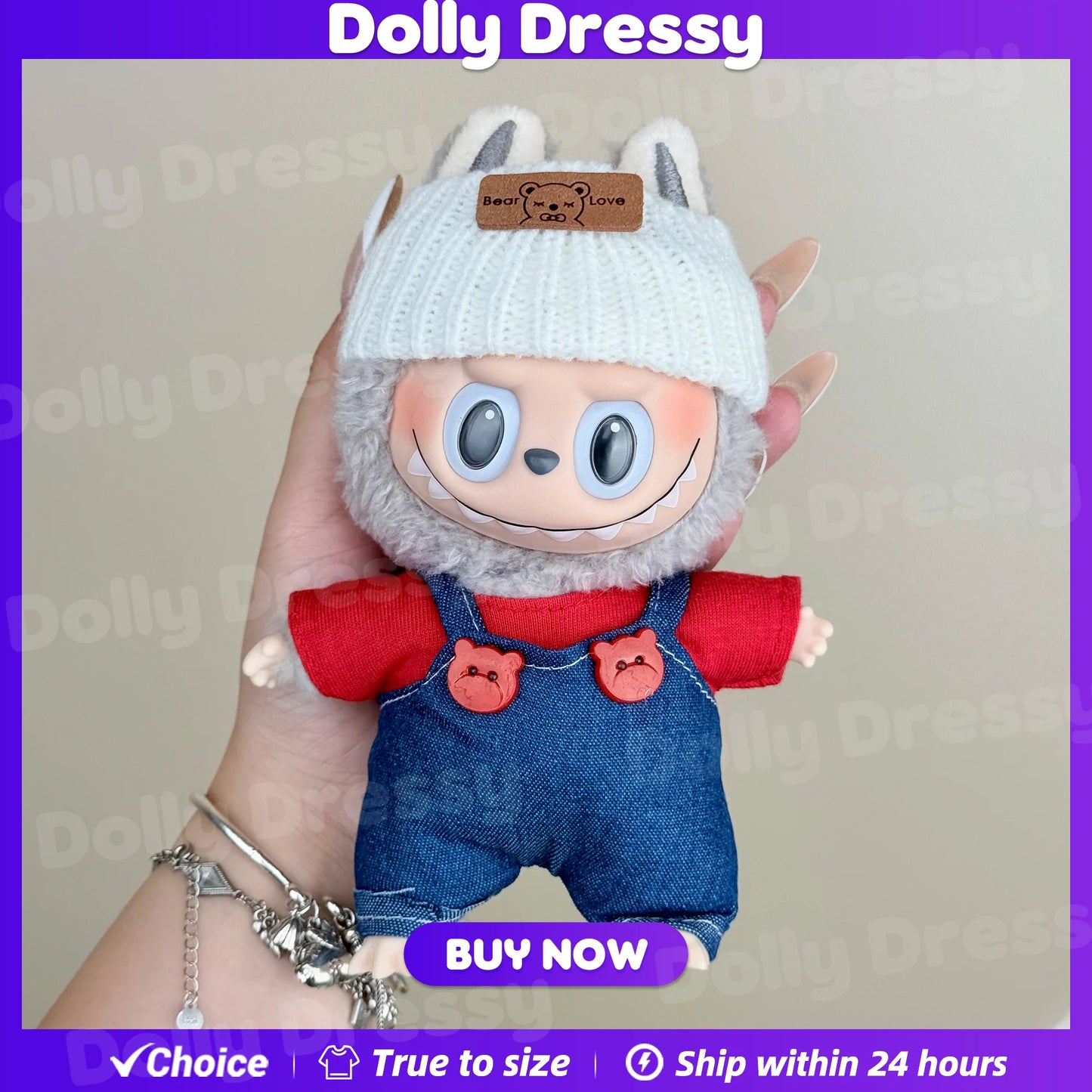 Labubu Clothes Doll Clothing Designer for Labubu V1 V2 V3 17cm Dolls Trendy Cute Overalls Style 2025 Summer New Clothing Gifts
