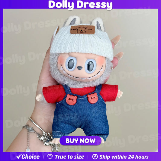 Labubu Clothes Doll Clothing Designer for Labubu V1 V2 V3 17cm Dolls Trendy Cute Overalls Style 2025 Summer New Clothing Gifts