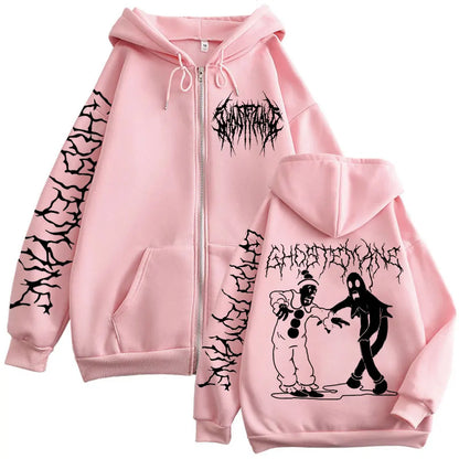Ghostemane Print Zipper Hoodie