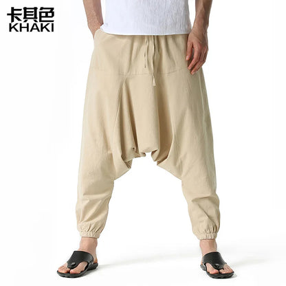 Men Hiphop Harem Pants Baggy Casual Yoga Loose Drop Crotch Trouser