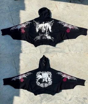 Harajuku Gothic Splicing Printed Casual Men's and Women's Hoodies - Hiddengem