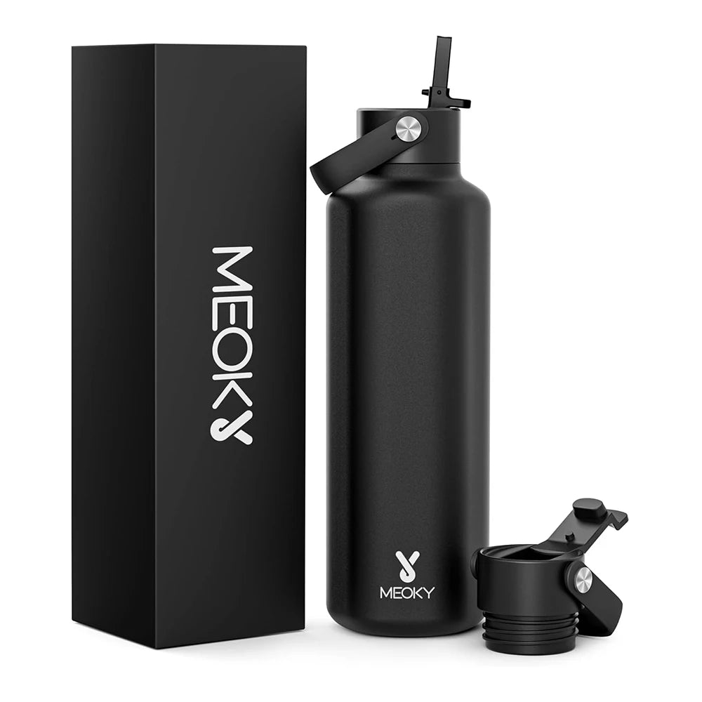 Meoky 24oz Insulated Tumbler With 2 Spout Lid And Straw - Hiddengem