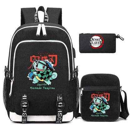 Demon Slayer Backpack Set - 3PC Anime School Bag Collection - Hiddengem