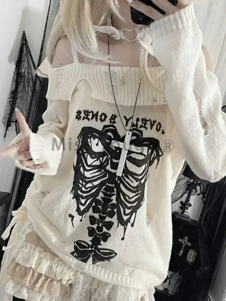Harajuku Gothic Knitted Pullovers - Hiddengem