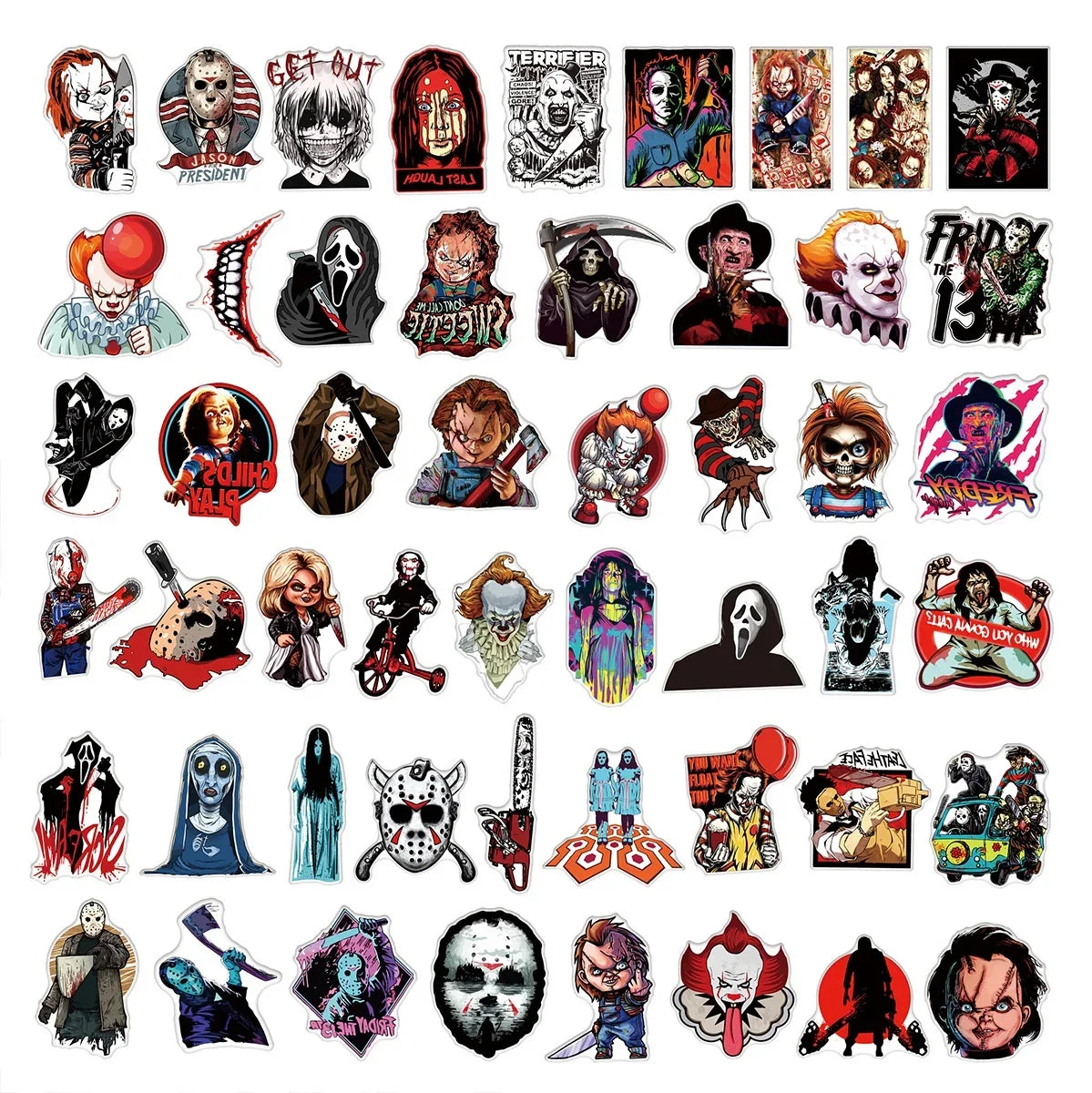 100Pcs Mixed Horror Movie Character Stickers - Hiddengem