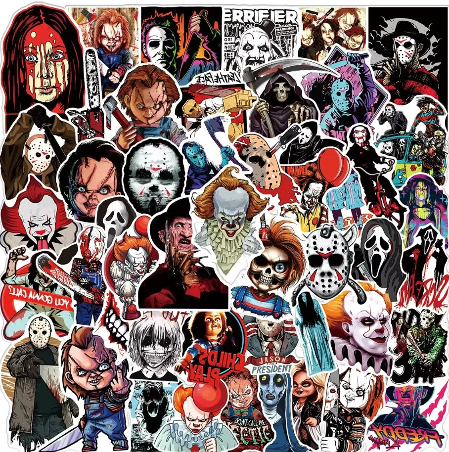 100Pcs Mixed Horror Movie Character Stickers - Hiddengem