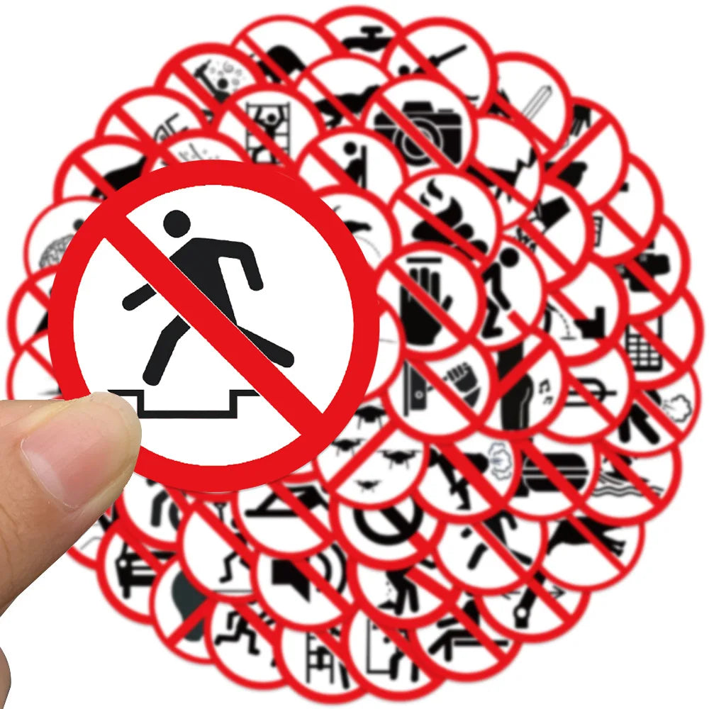 Wholesale 10/62Pcs Funny Warning Graffiti Stickers - Hiddengem