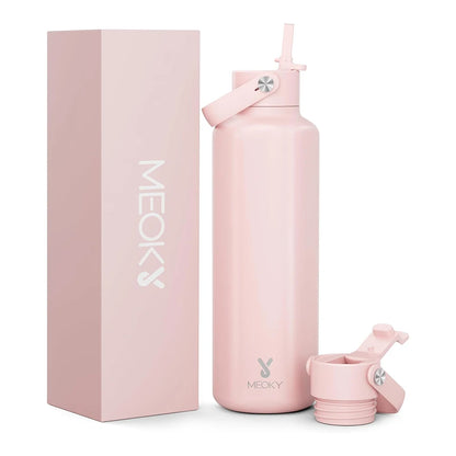 Meoky 24oz Insulated Tumbler With 2 Spout Lid And Straw - Hiddengem