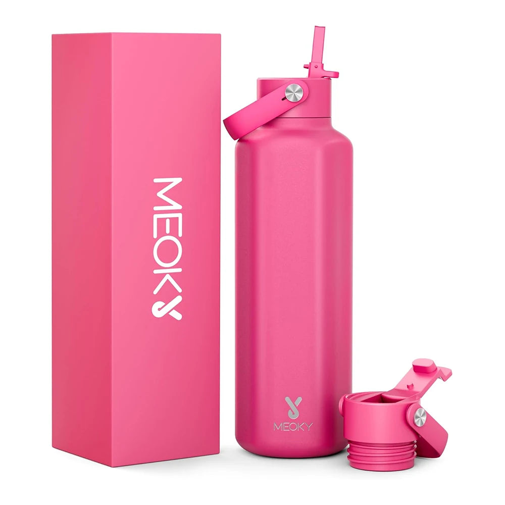 Meoky 24oz Insulated Tumbler With 2 Spout Lid And Straw - Hiddengem