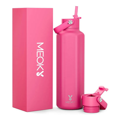 Meoky 24oz Insulated Tumbler With 2 Spout Lid And Straw - Hiddengem