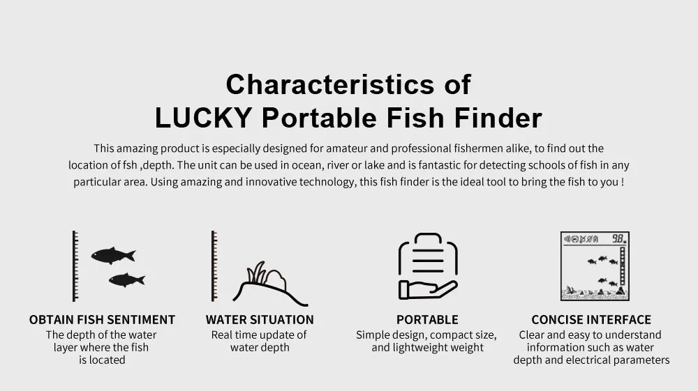 FFC1108-1 Alarm 100M Portable Sonar Fish Finders 45 degrees - Hiddengem