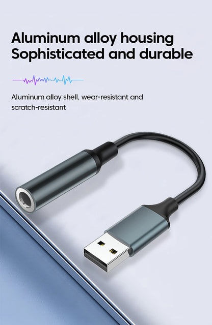 USB to 3.5MM Audio AUX Cable Adapter External Sound Card - Hiddengem