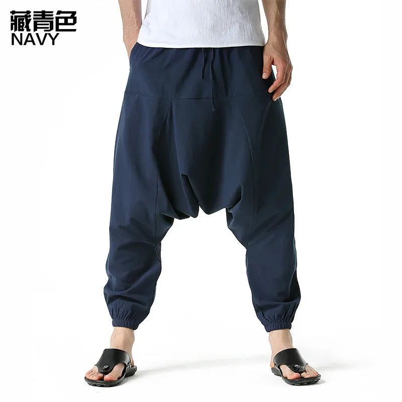 Men Hiphop Harem Pants Baggy Casual Yoga Loose Drop Crotch Trouser