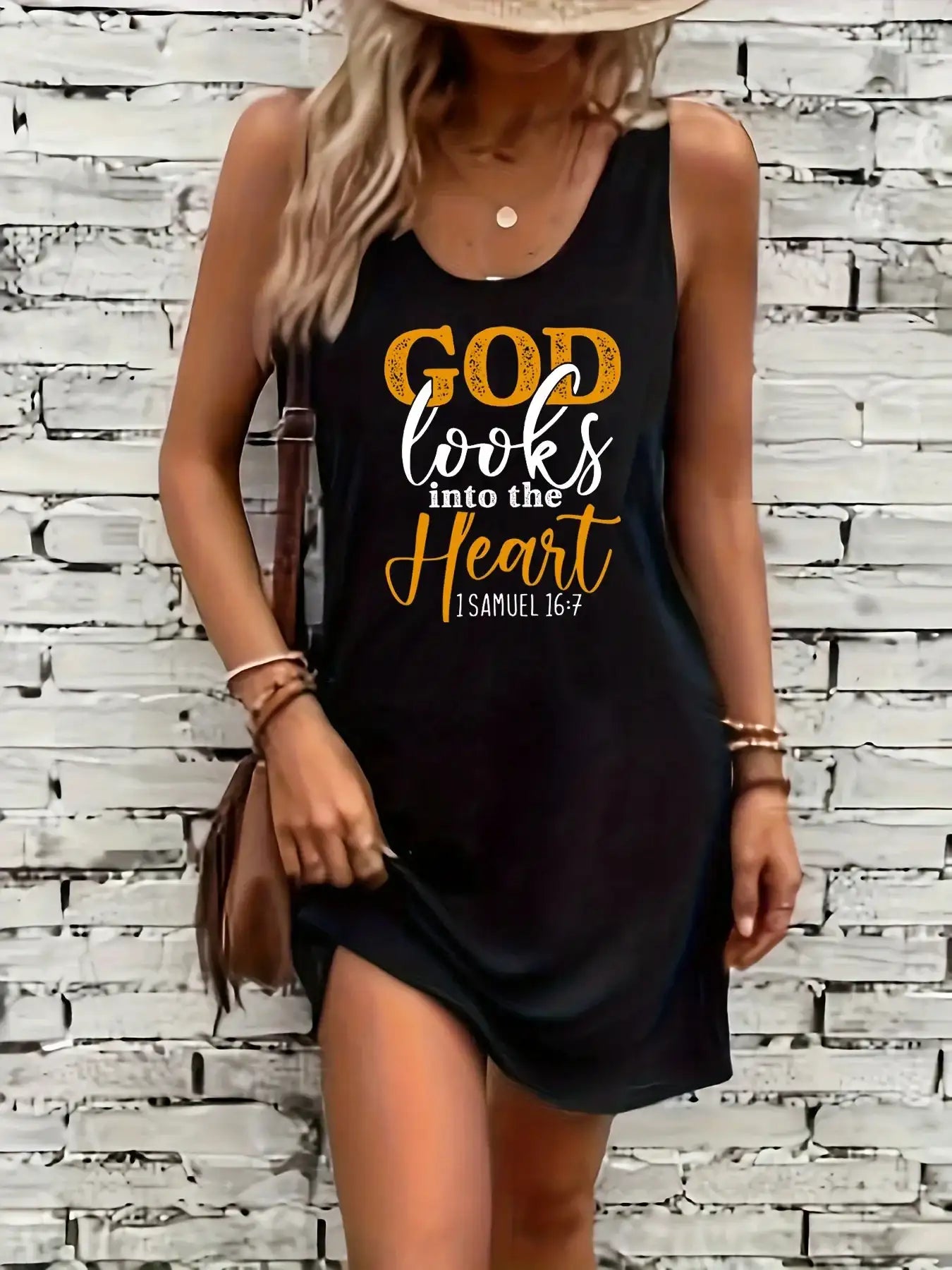 heart printed black sleeveless vest dress punk style - Hiddengem