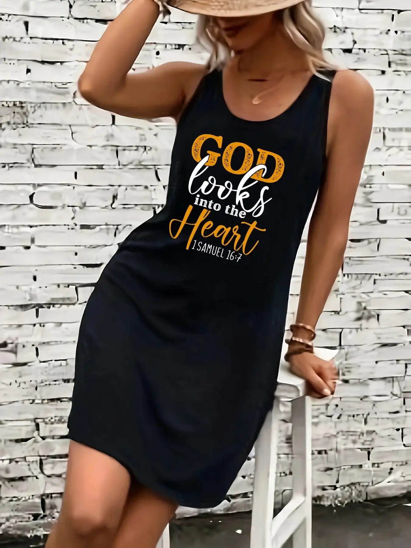 heart printed black sleeveless vest dress punk style - Hiddengem