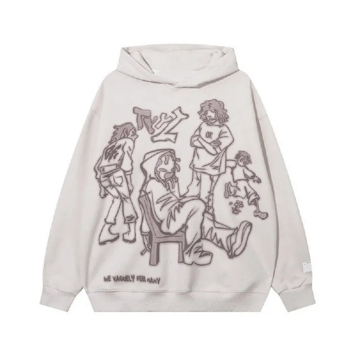 Autumn/Winter Graffiti Street Pink pullover hoodie - Hiddengem